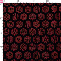 日本紐釦貿易 印伝調合皮スエードレザー生地 巾92cm×1m切売カット 甲羅柄 赤 KP4080-13D-1M 1セット(1m切売カット)（直送品）