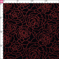 日本紐釦貿易 印伝調合皮スエードレザー生地 巾92cm×2m切売カット バラ柄 赤 KP4080-6D-2M 1セット(2m切売カット)（直送品）