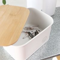 木の蓋ランドリーコンテナ S HOUSEHOLD GOODS ホワイト studio CLIP