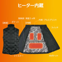 【アウトレット】【アウトレット】山善（YAMAZEN） ヒーター付きベスト モバイルバッテリー付属 ネイビー L FSTVー01LNV 1着