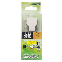 ナカバヤシ 6極4芯　電話機コード分配アダプタ　ケーブル接続タイプ DAー41/WH 1個