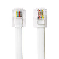 ナカバヤシ 6極4芯　電話機コード　15m　ホワイト DCー415/WH 1本