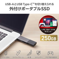 SSD 外付け 250GB スライド式 USB-C/A両対応 高速 耐衝撃 ブラック ESD-EWC0250GBK エレコム 1個