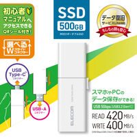 SSD 外付け 500GB スライド式 USB-C/A両対応 ホワイト ESD-EWB0500GWHR エレコム 1個（直送品）