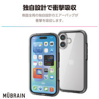 iPhone16 ケース ハイブリッド 衝撃吸収 軽量 ブラック×クリア PM-A24AHVAIR2BK エレコム 1個（直送品）
