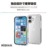 iPhone16 ケース ハイブリッド 衝撃吸収 軽量 ホワイト×クリア PM-A24AHVAIR2WH エレコム 1個（直送品）