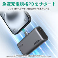AUKEY モバイルバッテリー直挿しUSBーC対応 5000mAh PD20W PB-Y59-GY 1個