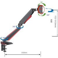 JAPANNEXT シングルモニターアーム　ガス式液晶ディスプレイアーム クランプ対応 JNーARMーGE22V 1台
