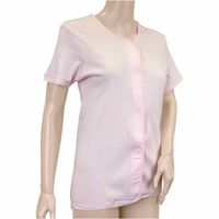 オオサキメディカル プラスハート ワンタッチ肌着 前開 婦人 半袖 L ピンクボーダー 74816 1枚