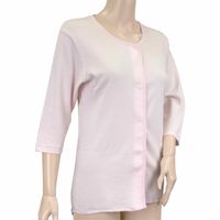 オオサキメディカル プラスハート ワンタッチ肌着 前開 婦人 7分袖 L ピンクボーダー 74820 1枚