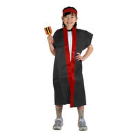 アーテック サテンロングハッピ黒(襟赤)S(ハチマキ赤付) 2338 1枚