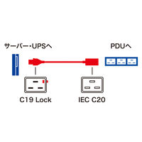 サンワサプライ 抜け防止ロック電源コード APW15-C20C19LK03 1本