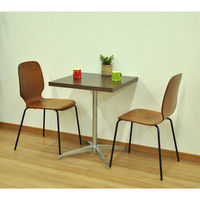 エイ・アイ・エス カフェテーブル四角 天板ダークブラウン×脚シルバー幅600×奥行600×高さ720mm CFK-600SQset DBR/SL 1台（直送品）