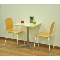 エイ・アイ・エス カフェテーブル四角 天板ホワイト×脚シルバー 幅600×奥行600×高さ720mm CFK-600SQset WH/SL 1台（直送品）