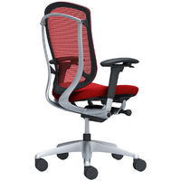 【無料引取付き】CC83GR FPC9|オカムラ コンテッサセコンダ 可動肘 座クッション シルバーフレーム ブラックボディ レッド 1脚（直送品）