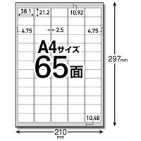 エレコム 宛名・表示ラベル/速貼/65面付/38.1mm×21.2mm/20 EDT-TMQN65 1個(20シート65面)（直送品）