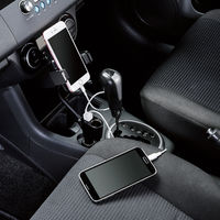 エレコム 車載アクセサリー/スマホスタンド/シガーソケットタイプ/おまかせ充電USBポート2個付/4.8A/ブラック P-CARS04BK 1個