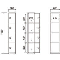 【軒先渡し】エムテックス 薄型ジョイントスチールロッカー4人用 1連4段 ブラック 幅300×奥行380×高さ1650mm 274041 1台（直送品）