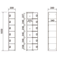 【軒先渡し】エムテックス 薄型ジョイントスチールロッカー6人用 1連6段 ブラック 幅300×奥行380×高さ1650mm 274058 1台（直送品）