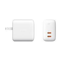 USB充電器 折りたたみ式 Omnia Duo 65W/PD対応/Type-C×2 ホワイト PA-B4-WT 1個 AUKEY