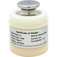 AD1603-500F2-A 校正用分銅 OIML型円筒分銅　F2級　500g　一般校正証明書付　1台 エー・アンド・デイ（直送品）