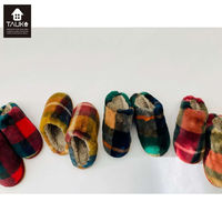 チェックファー スリッパ GS6090 ブラウン M GS6090_06BR 1枚 川島織物セルコン（直送品）