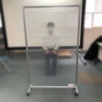エスコ 955x250x1638mm キャスター付パーテーション(中空/クリア EA976CB-2 1セット(1St)（直送品）