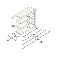 エスコ 1790x450x1200mm/150kg/4段 スチール棚(連結用) EA976DL-180RB 1台(1個)（直送品）