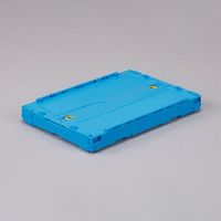 エスコ 530x366x232mm/34.1L 折畳コンテナ(青/蓋付薄型 EA506AA-516 1個（直送品）
