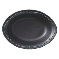 ミヤザキ食器 オーバルプレート 24cm 梨花 磁器 ブラック 415992 1個（直送品）