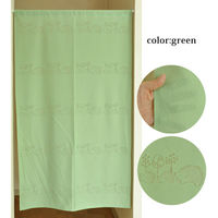 加栄レース のれん ハリネズミ柄 85×150cm 防炎 日本製 グリーン 469332 1個（直送品）