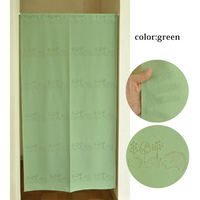 加栄レース のれん ハリネズミ柄 85×170cm 防炎 日本製 グリーン 469333 1個（直送品）