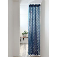 加栄レース アコーディオンカーテン リーフ柄 フリーカット 150×250cm ネイビー 469348 1個（直送品）