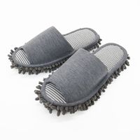 【スリッパ】お掃除モップスリッパ外縫い グレー Lサイズ 1足
