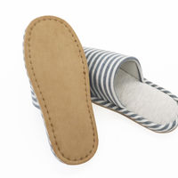 【スリッパ】洗える杢ニットボーダー外縫いスリッパ ネイビー Lサイズ 1足