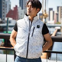 22V胸スイッチ式空調ベスト裏シルバーチタン加工R(フルハーネス対応)フルセット シルバープリント柄 MーLサイズ MESH-BR-1205（直送品）