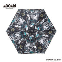 小川 折りたたみ傘 晴雨兼用 ムーミン たのしいムーミン一家 50cm 手開き式 ブラック 489442 1個（直送品）