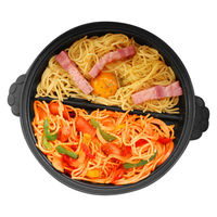 トレードワン レンジパン 丸型 猫 仕切り付き 電子レンジ調理器 CHEF ブラック 493633 1個（直送品）