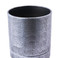 ホワイエ 植木鉢 MC円柱メタルECOポット 受け皿付き 直径12cm シルバーブラック 416303 1個（直送品）