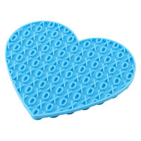 ルークラン フードボウル 早食い防止 ループ リックマット ハート シリコン 犬 猫 ペット ブルー 447598 1個（直送品）