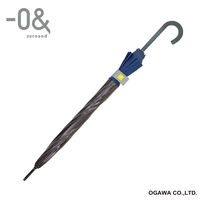 小川 長傘 -0& ゼロアンド 12本骨 クリア アンブレラ 雨傘 60cm ネイビー 486388 1個（直送品）