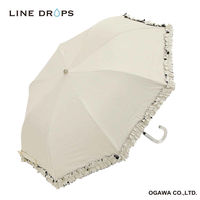 小川 折りたたみ傘 centelleo 晴雨兼用 フリルパラソル 二段折りたたみ傘 手開き式 50cm オフホワイト 487414 1個（直送品）