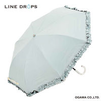 小川 折りたたみ傘 centelleo 晴雨兼用 フリルパラソル 二段折りたたみ傘 手開き式 50cm サックス 487415 1個（直送品）