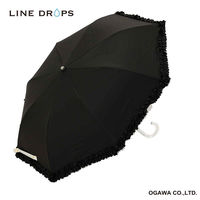 小川 折りたたみ傘 centelleo 晴雨兼用 フリルパラソル 二段折りたたみ傘 手開き式 50cm ブラック 487417 1個（直送品）