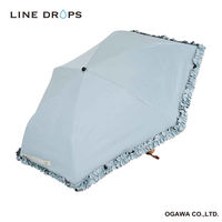 小川 折りたたみ傘 centelleo 晴雨兼用 フリルパラソル 三段折りたたみ傘 手開き式 50cm サックス 487419 1個（直送品）