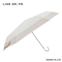 小川 折りたたみ傘 晴雨兼用 LINEDROPS バイカラー 50cm 手開き式 ホワイト 489377 1個（直送品）