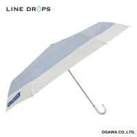 小川 折りたたみ傘 晴雨兼用 LINEDROPS バイカラー 50cm 手開き式 ブルーグレー 489379 1個（直送品）