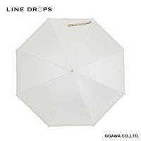 小川 長傘 晴雨兼用 LINEDROPS グログランリボン ステッチ 50cm 手開き式 ホワイト 489392 1個（直送品）