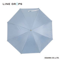 小川 長傘 晴雨兼用 LINEDROPS グログランリボン ステッチ 50cm 手開き式 ブルーグレー 489394 1個（直送品）