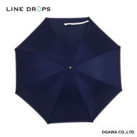小川 長傘 晴雨兼用 LINEDROPS グログランリボン ステッチ 50cm 手開き式 ネイビー 489395 1個（直送品）